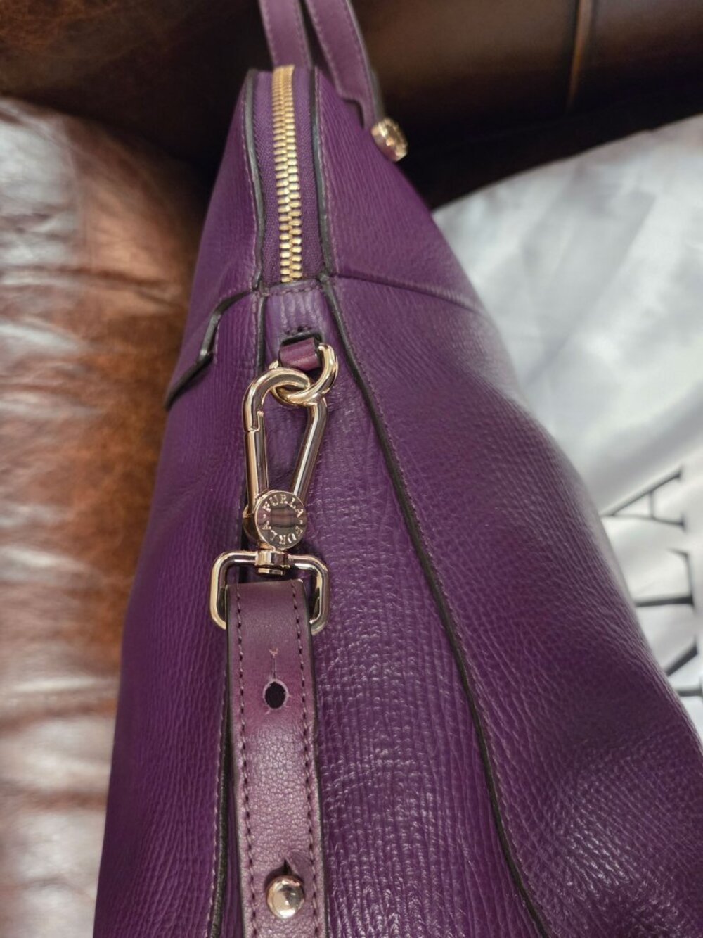 Furla Leather Piper Satchel - Purple - EUC - Picture 7 of 16